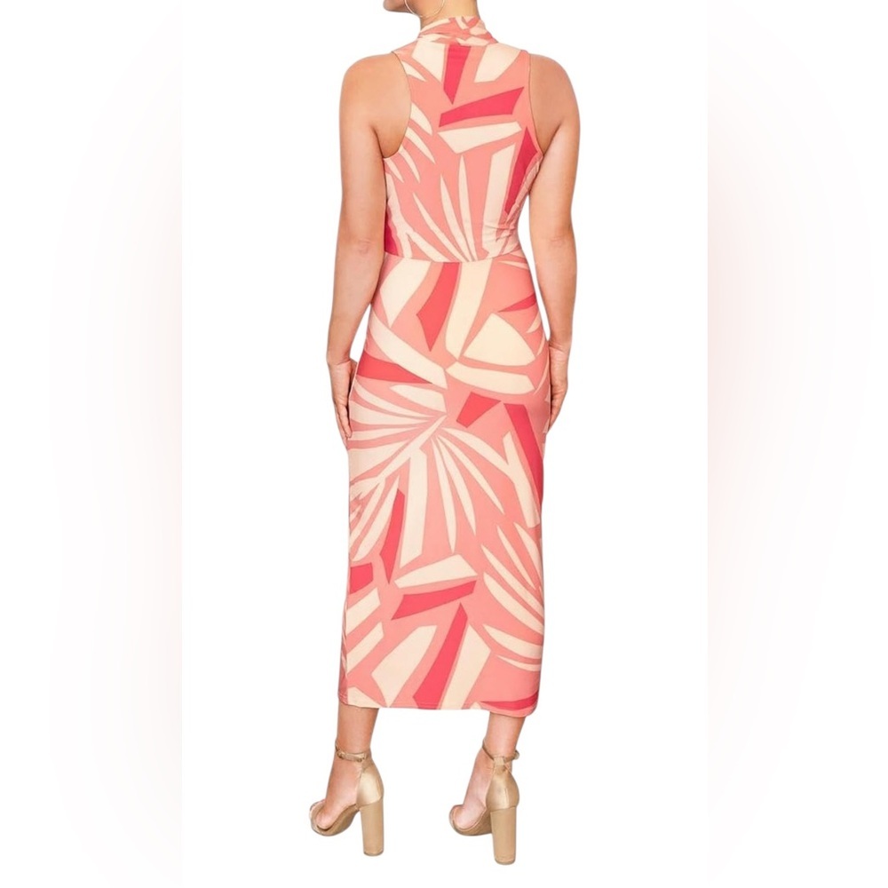 RACHEL ROY Small Pink Orange faux wrap Sleeveless Women’s Midi dress - Picture 2 of 13
